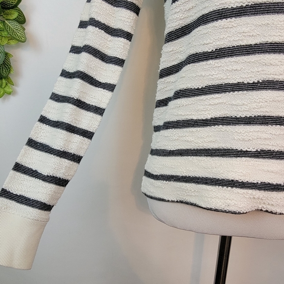 Merona Pulled Knit Striped Crewneck Pullover Cotton Blend Sweater Black & white - Picture 7 of 11